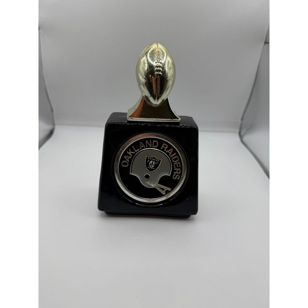 Vintage Avon Oakland Raiders NFL Football Empty Decanter Black Glass 6 Oz